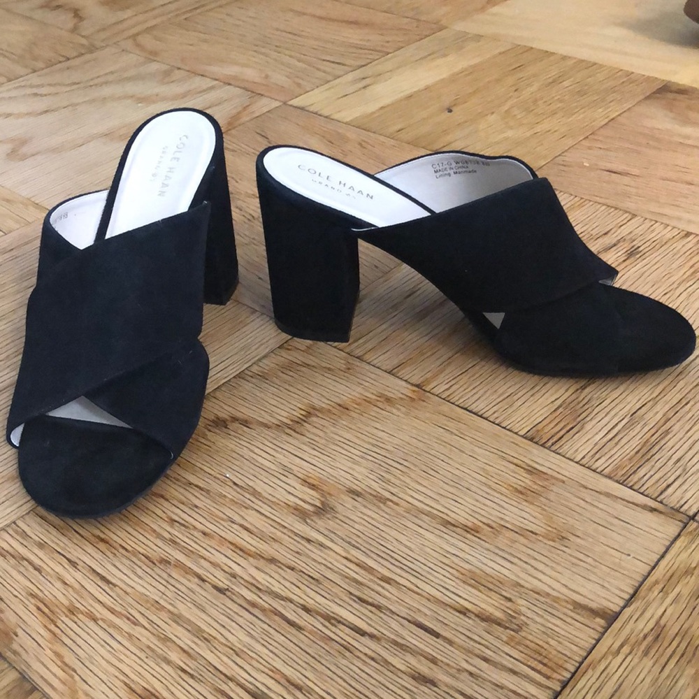 Cole Haan Black Suede Mules